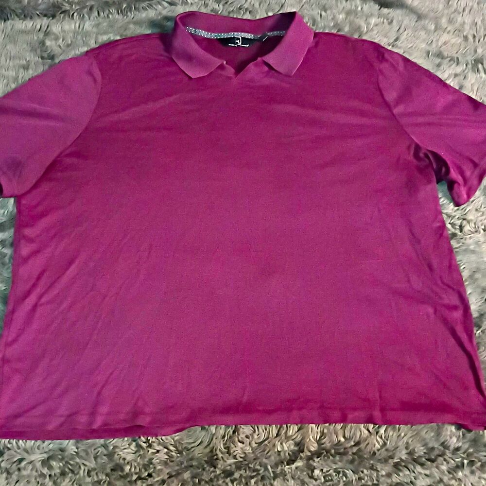 Michael Strahan Men's 2XL Purple Solid Knit Short Sleeve Collared Polo Shirt